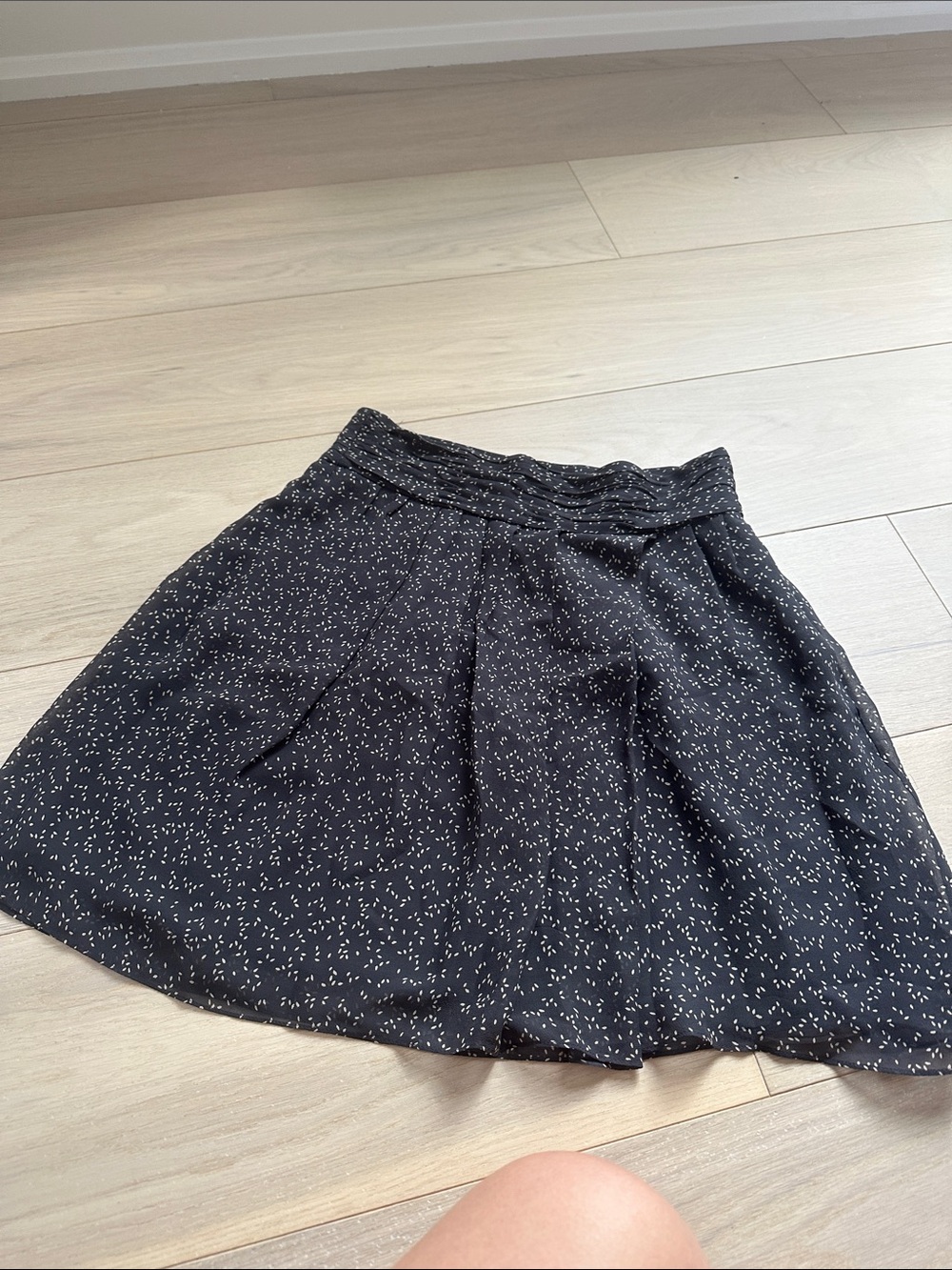 Club Monaco Black Skater Skirt with White Fleck Print